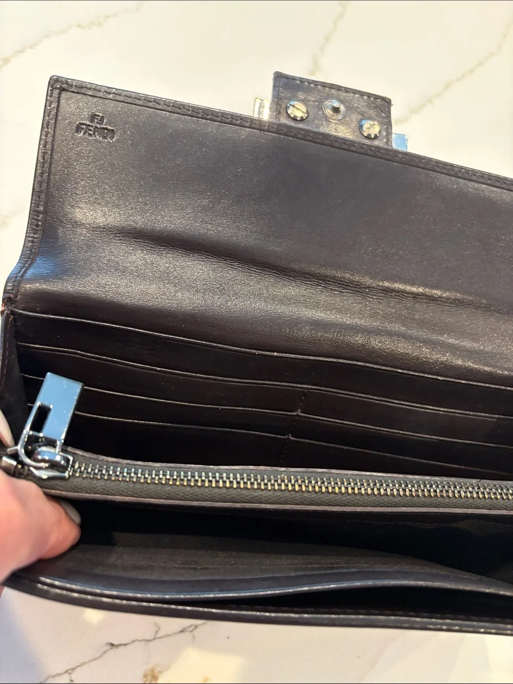 Fendi Brown and Tan FF Logo Wallet